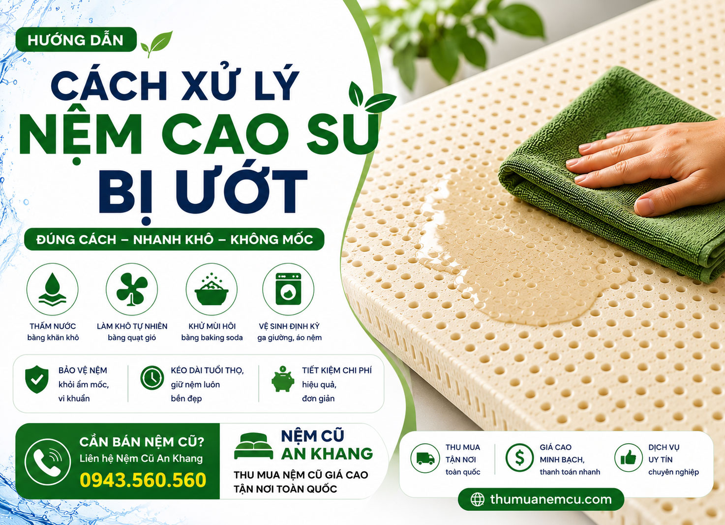 Cách xử lý nệm cao su bị ướt
